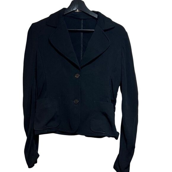 Vintage Gilmar rouched long sleeve Cropped black blazer Lg - Picture 4 of 6